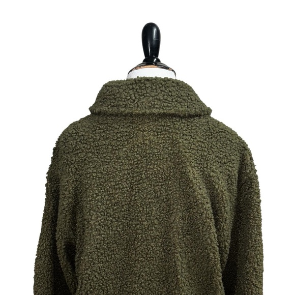 Urban Outfitters Women's S Small Full Zip Sherpa Jacket Green Teddy Shearling - Picture 8 of 10